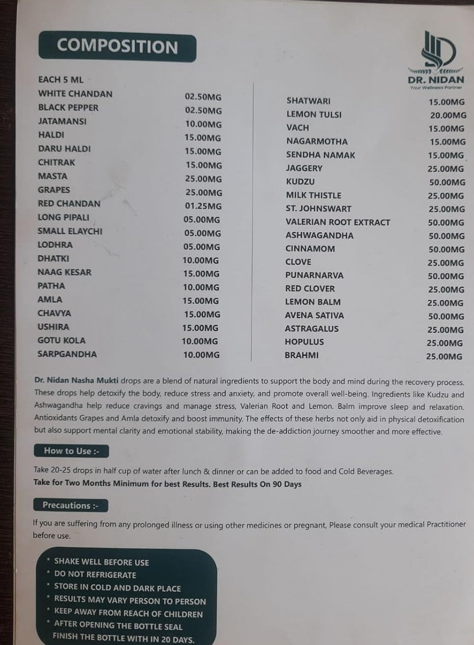 Dr. Nidan Nasha Mukti Drops