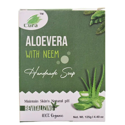 Cura Ayurvedic Aloevera With Neem Handmade Soap 125 Gm